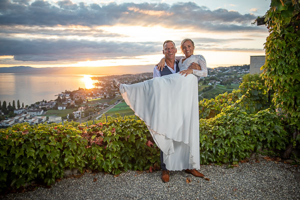 coucher de soleil dans le Lavaux